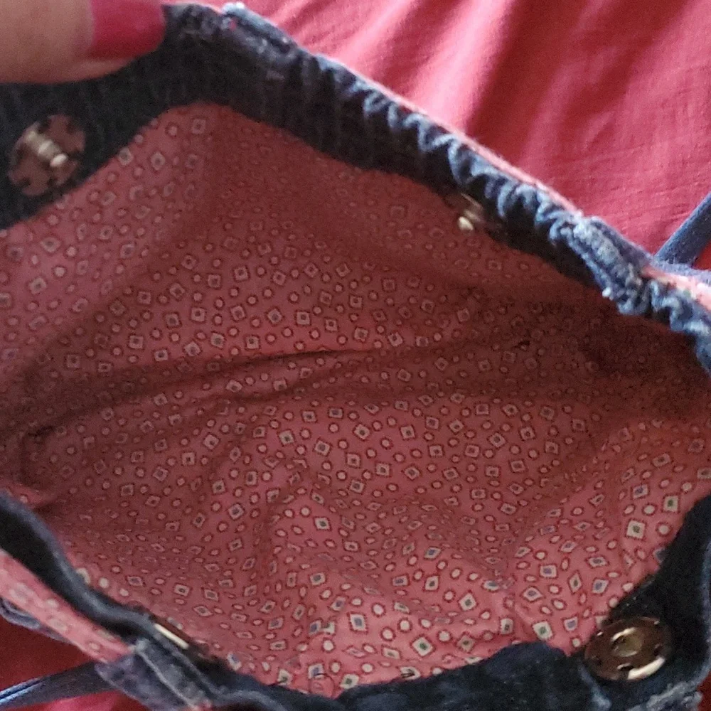 Stylish Denim Crossbody Bag with Pink Accents - Picture 3 of 6